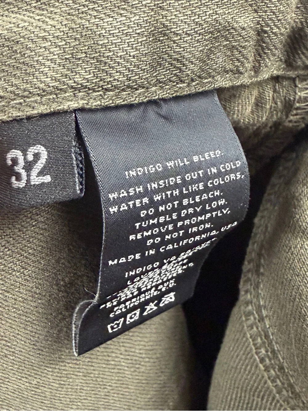 J Brand Mens Olive Green Jeans 32x33 Straight Leg 5 Pocket Denim